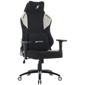 Cadeira Gamer SuperFrame Atlas, Reclinável, 3D, Tecido, Preto e Branco, SF-CH-ATR3DBWF
