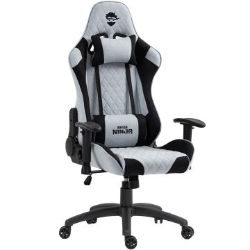 Cadeira Gamer Ninja Yurei, Reclinável, 2D, Tecido, Cinza e Preta, GN-CH-YRR2DGBF