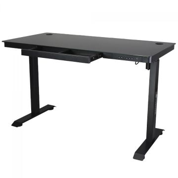 Mesa Gamer SuperFrame PrimeX, Vidro Temperado, Altura Ajustável, Com Gaveta, Preta, SF-TB-PX12060BA