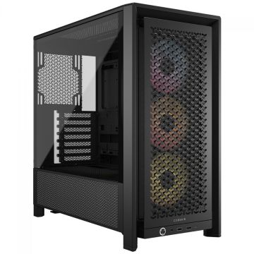 Gabinete Gamer Corsair 4000D RS, ARGB, Mid Tower, Vidro Temperado, E-ATX, Sem Fonte, Com 3 Fans, Preto, CC-9011296-WW