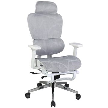 Cadeira de Escritório Dr. Office Master, Mesh, Ajustável, 3D, Cinza e Branca, DR-CH-MTR3DGWF