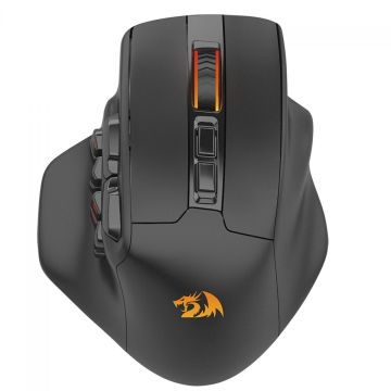 Mouse Gamer Redragon Aatrox Pro, RGB, Wireless, 26000 DPI, 15 Botões Programáveis, MMO, Sensor PAW 3395, Preto, M811RGB-PRO