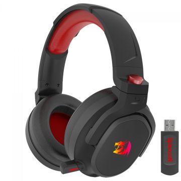 Headset Gamer Redragon Nomen Pro, RGB, Wireless/Bluetooth, Surround 7.1 Virtual, Drivers de 50mm, Preto, H838-PRO