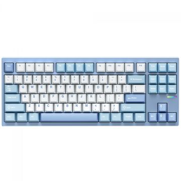 Teclado Mecânico Gamer MCHOSE GX87 Lite, Wireless, Bluetooth, RGB, Switch Matcha Latte V2, ANSI, TKL, Azul e Branco, GX87-A9