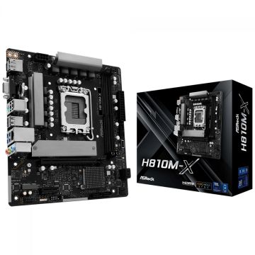 Placa Mãe ASRock H810M-X, Chipset H810, Intel LGA 1851, mATX, DDR5