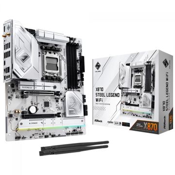 Placa Mãe ASRock X870 Steel Legend WiFi, Chipset X870, AMD AM5, ATX, DDR5 