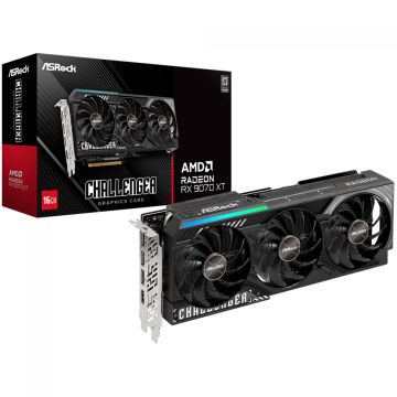 Placa de Vídeo ASRock AMD Radeon RX 9070 XT Challenger, 16GB, GDDR6, FSR, Ray Tracing, 90-GA61ZZ-00UANF