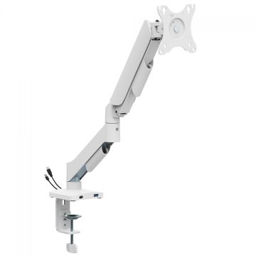 Suporte de Mesa Bluecase Ergo Flexy, Articulado, Com Conectores USB, Para Monitores de 17&quot; a 32&quot;, Branco, BSMTS01U-1WBX