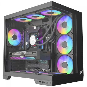 Gabinete Gamer SuperFrame Vhagar, Mid Tower, Vidro Temperado, ATX, Preto, Sem Fan, SF-CS-VGMABSF