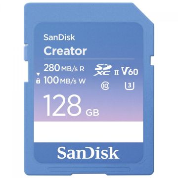 Cartão De Memória SanDisk Creator SD UHS-II, 128GB, SDXC, 280MBs, SDSDXEP-128G-GNCIS