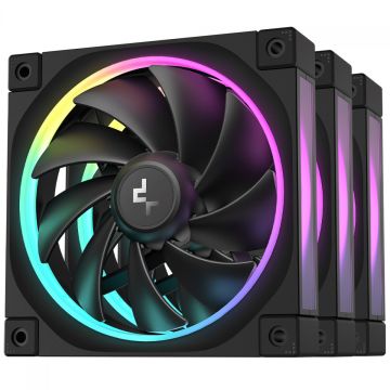 Kit Fan Com 3 Unidades DeepCool FL12, ARGB, 120mm, PWM, Preto, R-FL12-BKAPN3-G