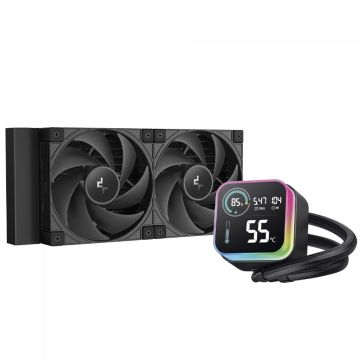 Water Cooler DeepCool LQ240 Ultra, ARGB, 240mm, Com Display LCD, Intel-AMD, Preto, R-LQ240-BKLSMWP-G-U