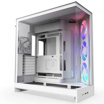 Gabinete Gamer NZXT H9 Flow RGB, Mid Tower, Vidro Temperado, ATX, Sem Fonte, Com 4 Fans, Branco, CM-H92FW-R1