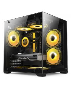 Gabinete Gamer BRX Xtreme Glacier, Mini Tower,  Lateral e Frontal de Vidro, Com 3 Fans, Preto, R41B