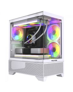 Gabinete Gamer Round5 Draven White, Mid Tower, Lateral e Frontal de Vidro, M-ATX, Sem Fans, Branco, R5-DRAVEN-W-2182
