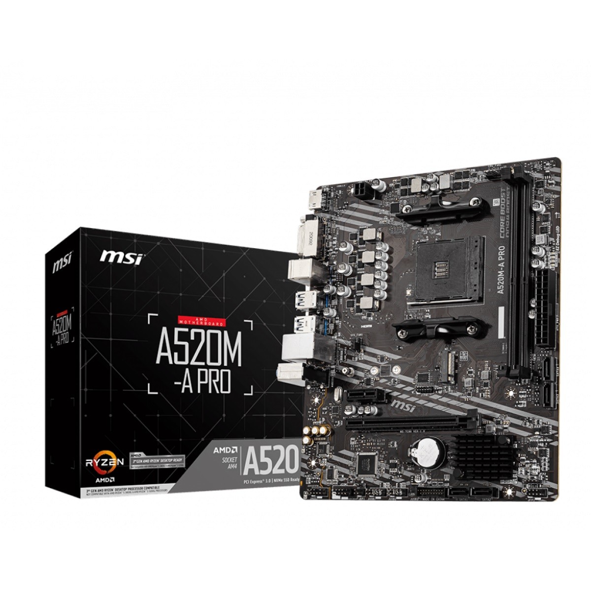 Placa Mãe MSI A520M-A PRO Chipset A520, AMD AM4, mATX, DDR4