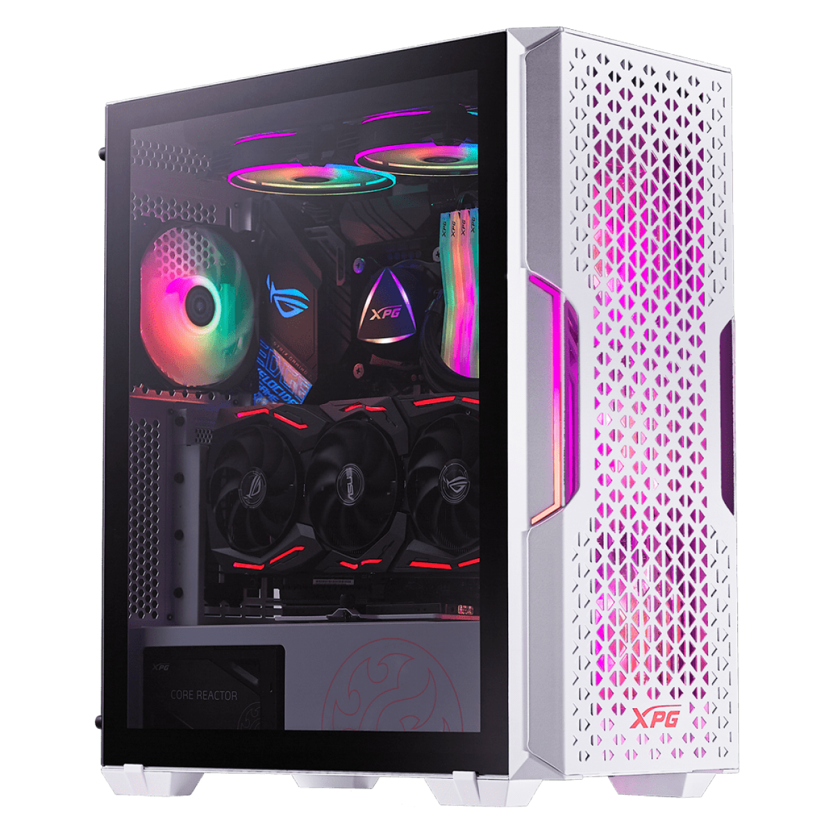Gabinete Gamer XPG Starker Air, Mid Tower, Vidro Temperado, White, Sem Fonte, 2x Fans, RGB, STARKERAIR-WHCWW