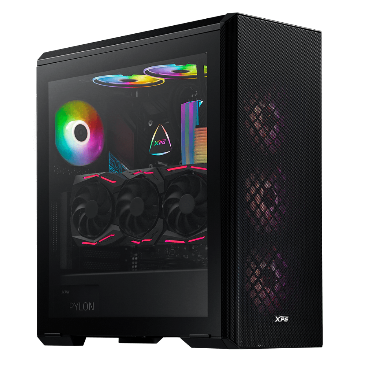 Gabinete Gamer XPG Defender, Mid Tower, Vidro Temperado, Black, E-ATX, Sem Fonte, Com 3 Fans, DEFENDER BKCWW