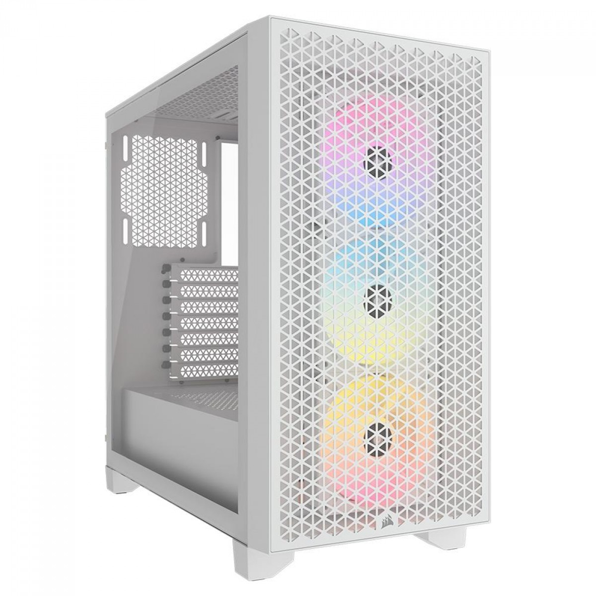 Gabinete Gamer Corsair 3000D Airflow, RGB, Mid Tower, Vidro Temperado, ATX, White, Sem Fonte, Com 3 Fans, CC-9011256-WW