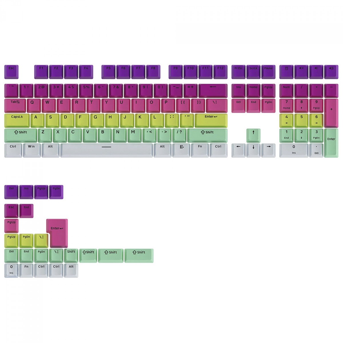Keycaps Akko Rainbow Gradiant , OEM, PBT, ANSI, 132 Teclas