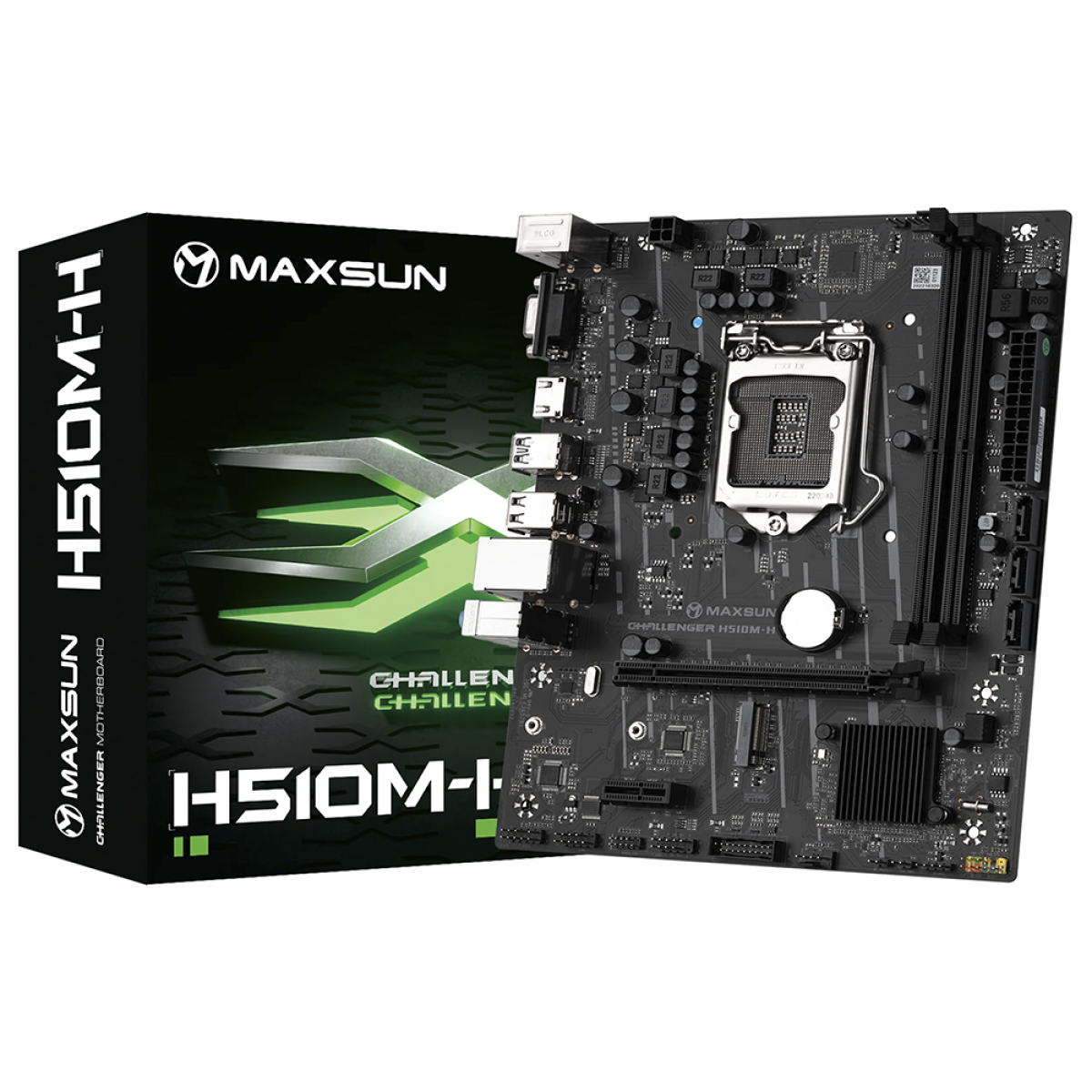 Placa Mãe MAXSUN Challenger H510M-H, Chipset H470, Intel LGA 1200, m-ATX, DDR4