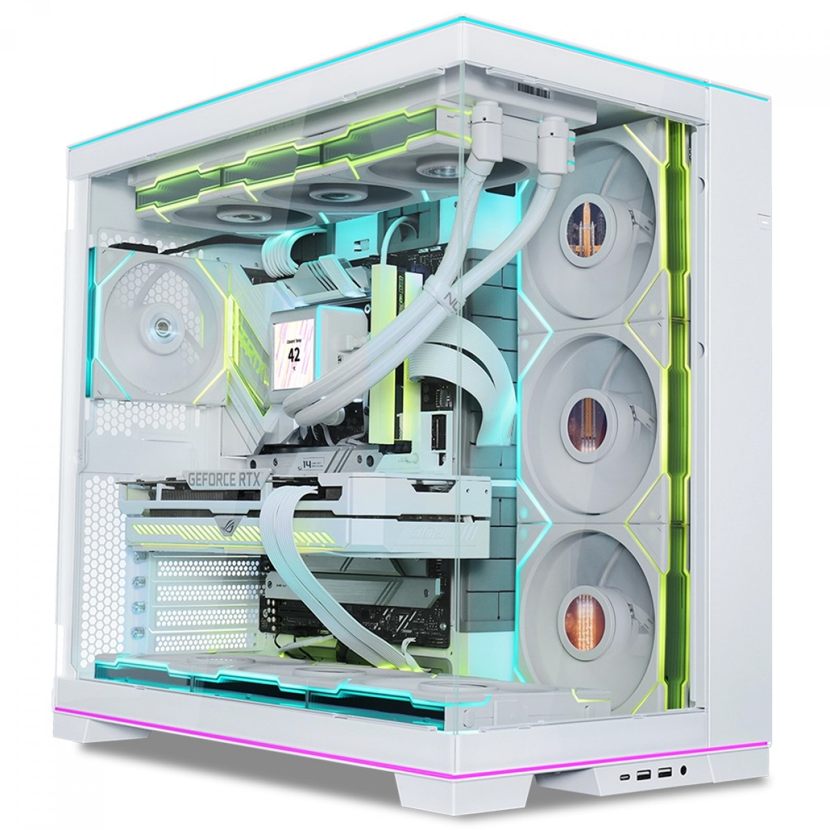 Gabinete Gamer Lian Li O11D EVO RGB, Mid Tower, Vidro Temperado, E-ATX, Branco, Sem Fonte, Sem Fan, O11DERGBW