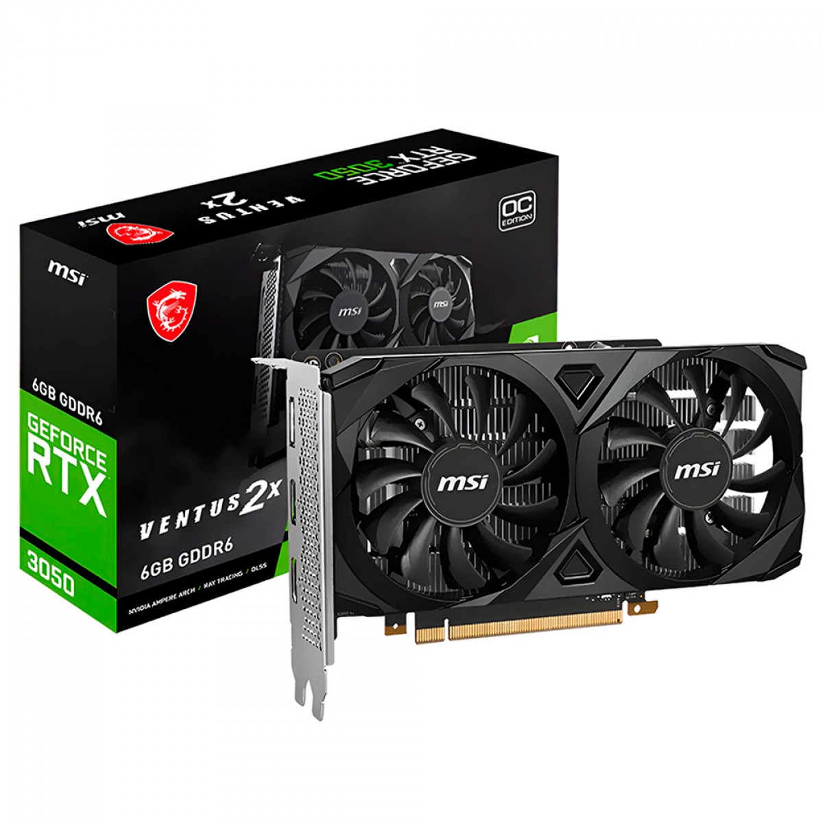 Placa de Vídeo MSI NVIDIA GeForce RTX 3050 VENTUS 2X OC, 6GB GDDR6, DLSS, Ray Tracing, 912-V812-060
