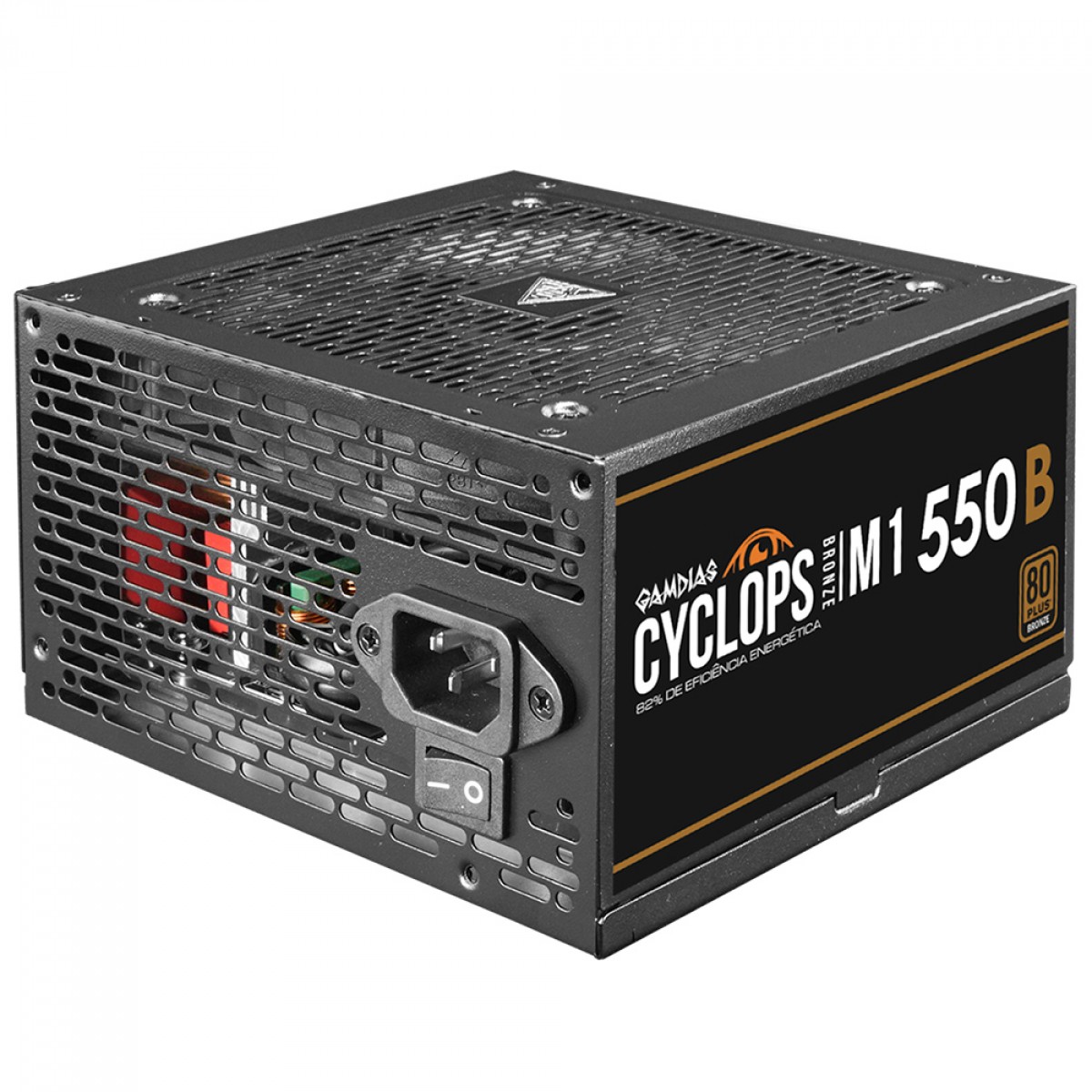 Fonte Gamdias Cyclops M1-550B, 550W, 80 Plus Bronze, Cybenetics, Teclab, PFC Ativo, Cabos Flat