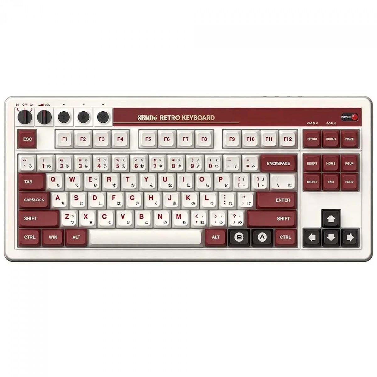 Teclado Mecânico Gamer 8BitDo Fami Edition, Wireless, Bluetooth, USB-C, ANSI, Switch Kailh Box White V2, White, 85HA01