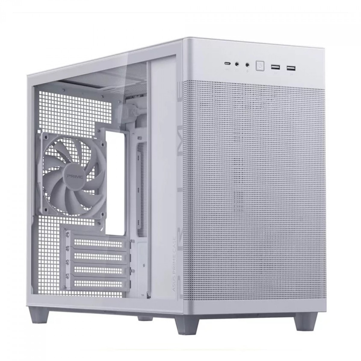 Gabinete Gamer Asus Prime AP201 Case Glass White Edition, Micro-ATX, Quasi-Filter Mesh, Com 1 fan, 90DC00G3-B30010