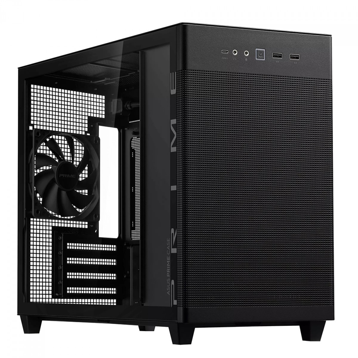 Gabinete Gamer Asus Prime AP201 Case Glass Black Edition, Micro-ATX, Quasi-Filter Mesh, Com 1 fan, 90DC00G0-B30010