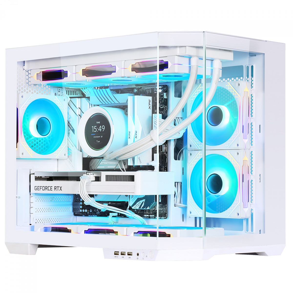 Gabinete Gamer SuperFrame Void, Mid Tower, Vidro Temperado, M-ATX, White, Sem Fonte, Com 3 Fans, SF-CS-VDMAW3F