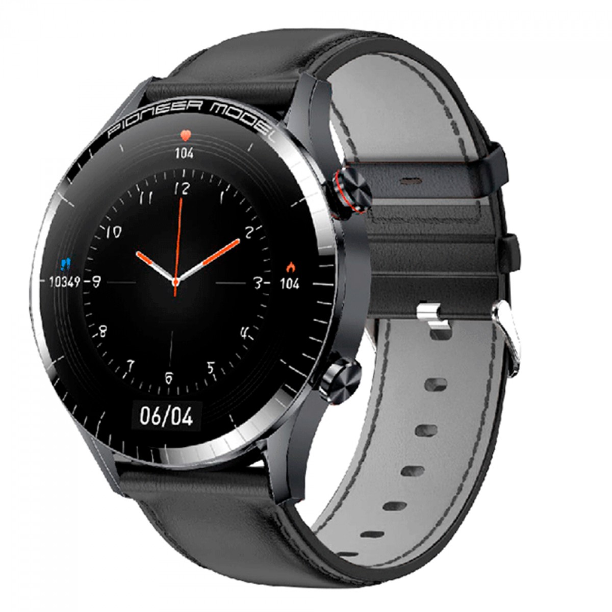 Relógio SmartWatch Level LVW-50C, AMOLED 1.3" Android/IOS, Bluetooth, IP68, Monitoramento de Frequência Cardíaca, Pulseira De Couro, Preto, LVW-50C BLK/COURO BLK