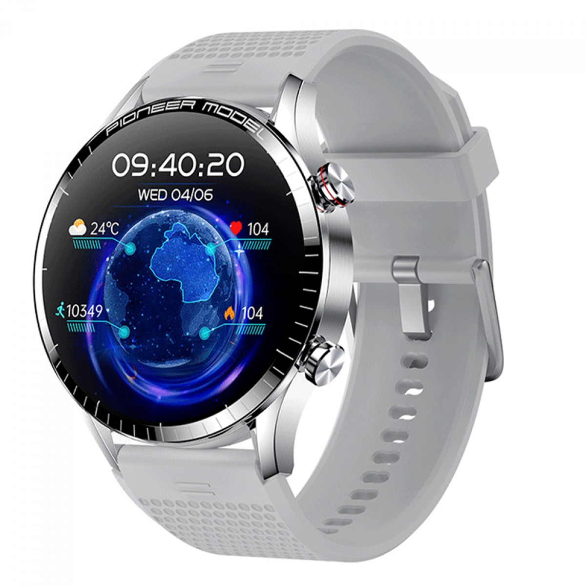 Relógio SmartWatch Level LVW-50S, AMOLED 1.3", Android/IOS, Bluetooth, IP68, Monitoramento de Frequência Cardíaca, Pulseira De Silicone, Prata, LVW-50S PTA/SIL.GREY