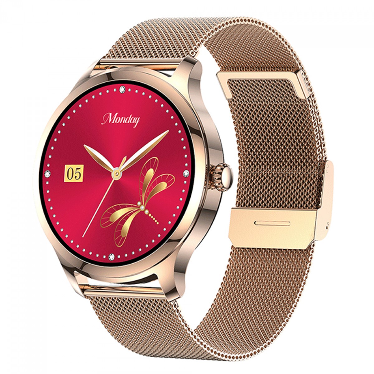 Relógio SmartWatch Level LVW-30M, TFT 1.3", Android/IOS, Bluetooth, IP68, Monitoramento de Frequência Cardíaca, Pulseira De Metal, Gold, LVW-30M GOLD/METAL