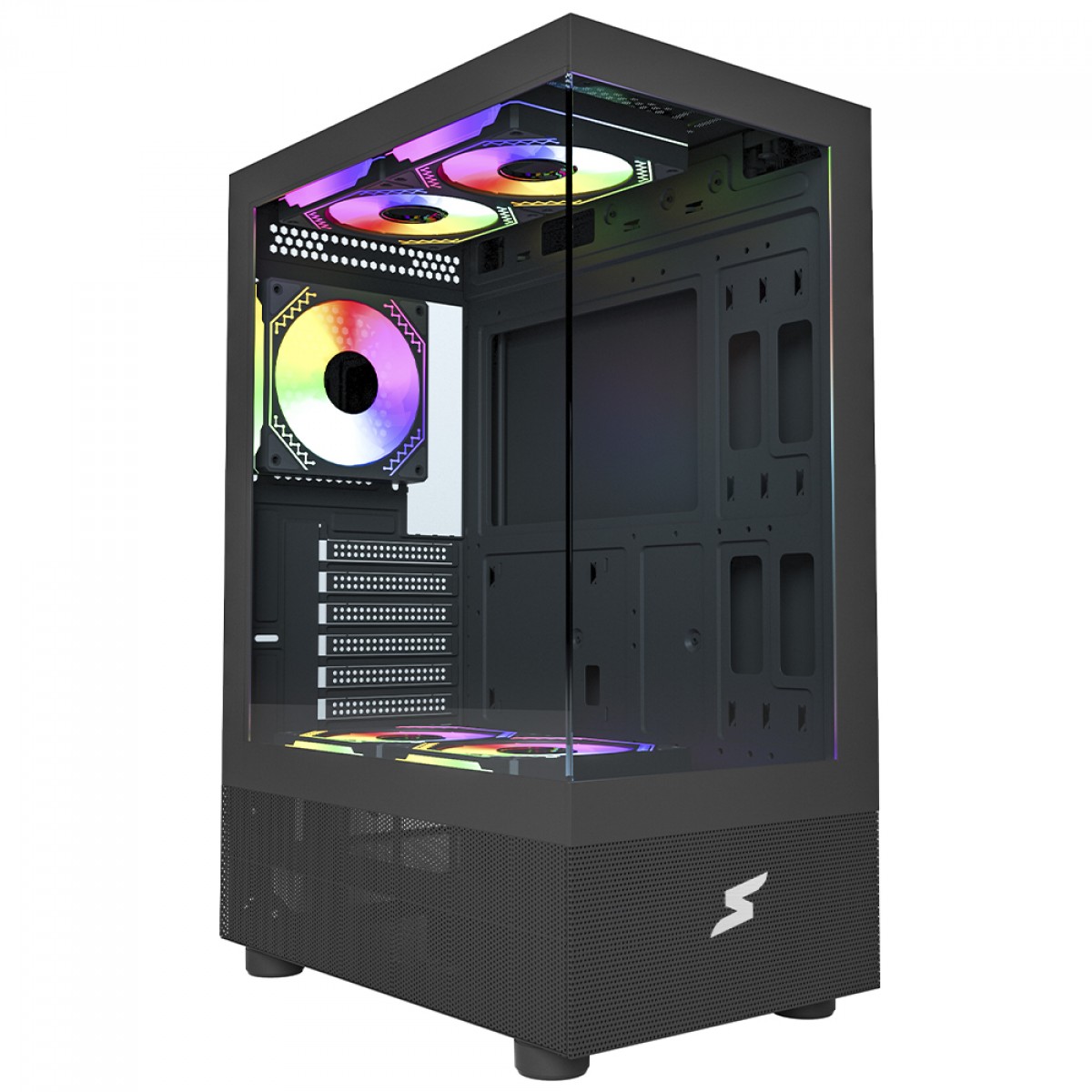 Gabinete Gamer SuperFrame Boreas, Mid Tower, Vidro Temperado, ATX, Com 3 Fans ARGB, Preto, SFGB-BOREAS-3
