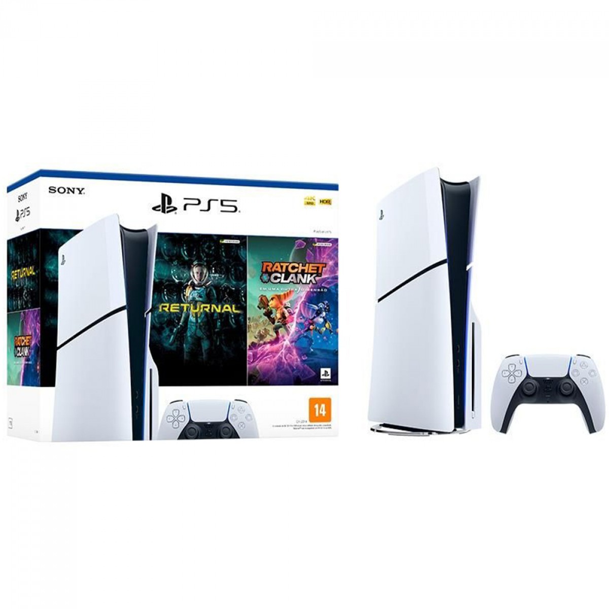 Console Playstation 5 Slim + Returnal e Ratchet & Clank, 1TB, Com 1 Controle PS5