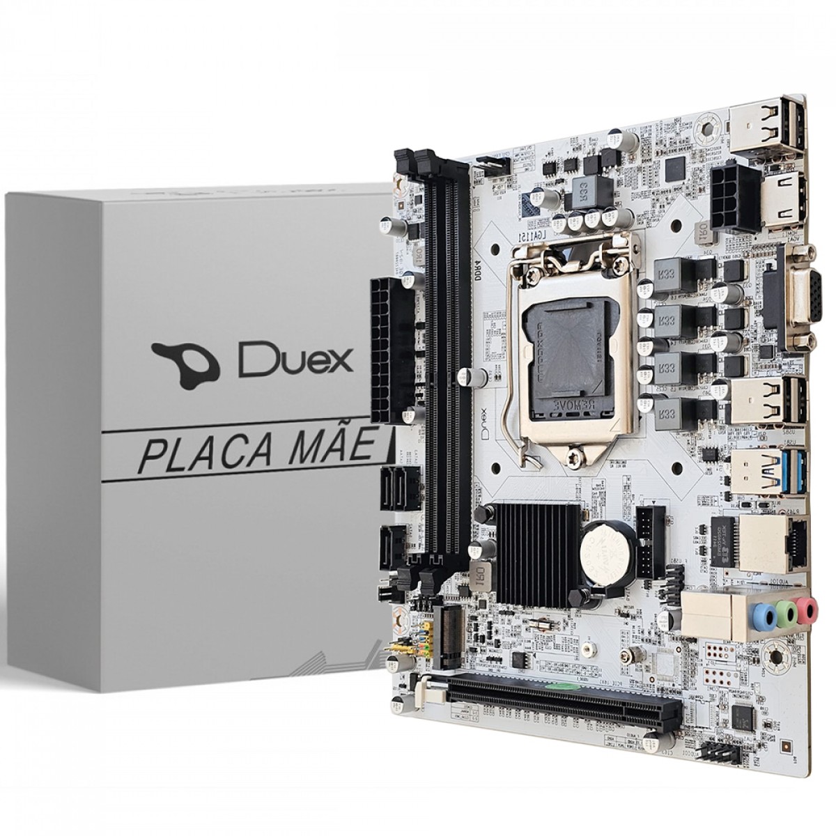 Placa Mãe Duex DX H310ZG, Chipset H310, Intel LGA 1151, MATX, White, DDR4