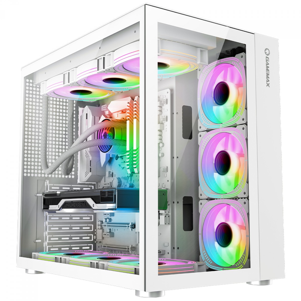 Gabinete Gamer Gamemax Lucent White, Mid Tower, ATX, Vidro Temperado, Branco, Sem Fans