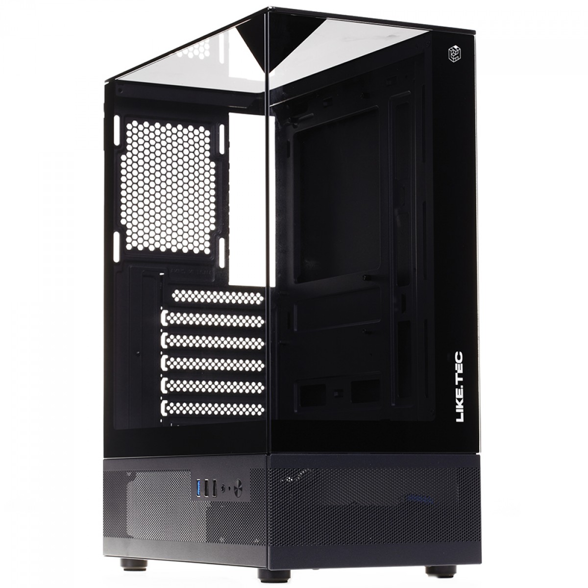 Gabinete Gamer Liketec Mahal Dark, Mid Tower, Vidro Temperado, MATX, Sem Fonte, Sem Fans, Preto