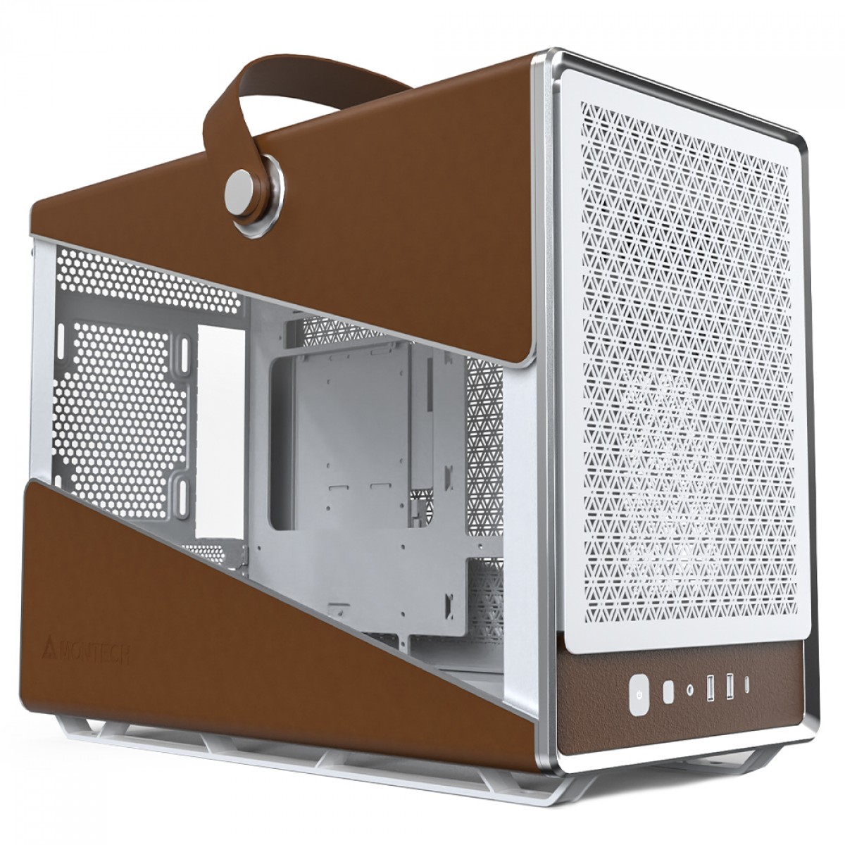 Gabinete Montech Heritage, Mini Tower, Couro e Metal, mATX, Sem Fonte, Sem Fan, Branco