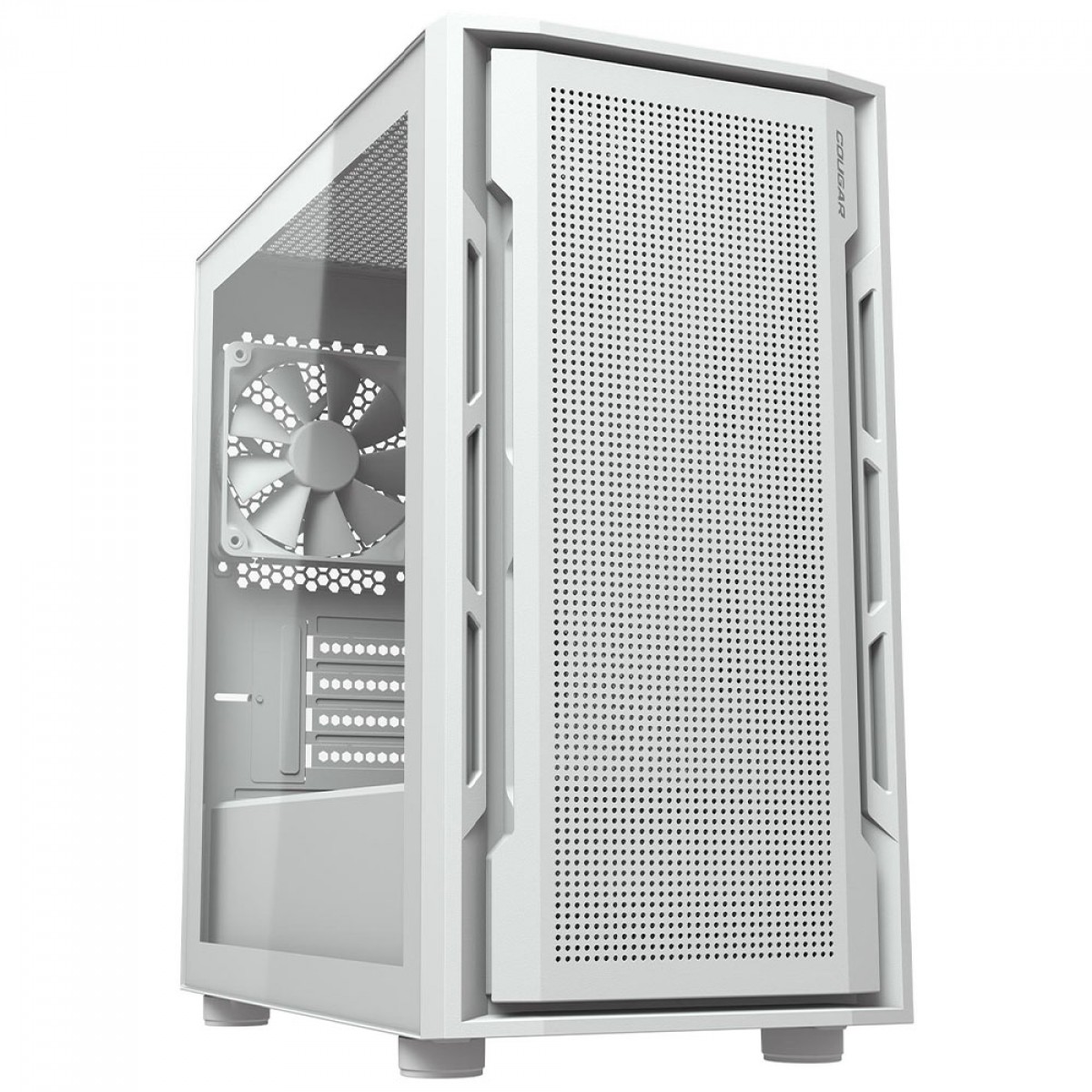 Gabinete Gamer Cougar Uniface Mini, Mini Tower, Vidro Temperado, MATX, Com 1 Fan, Branco, 3855C90.0002