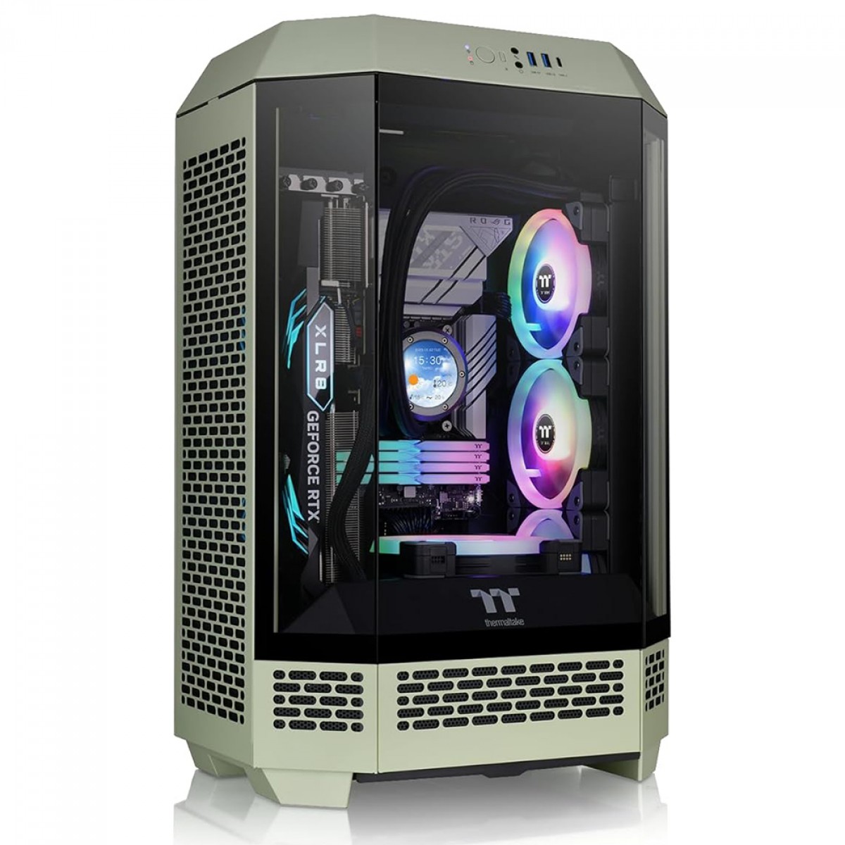 Gabinete Gamer Thermaltake The Tower 300 Matcha Green, Micro Tower, Vidro Temperado, mATX, Sem Fonte, Com 2 Fans, Verde, CA-1Y4-00SEWN-00