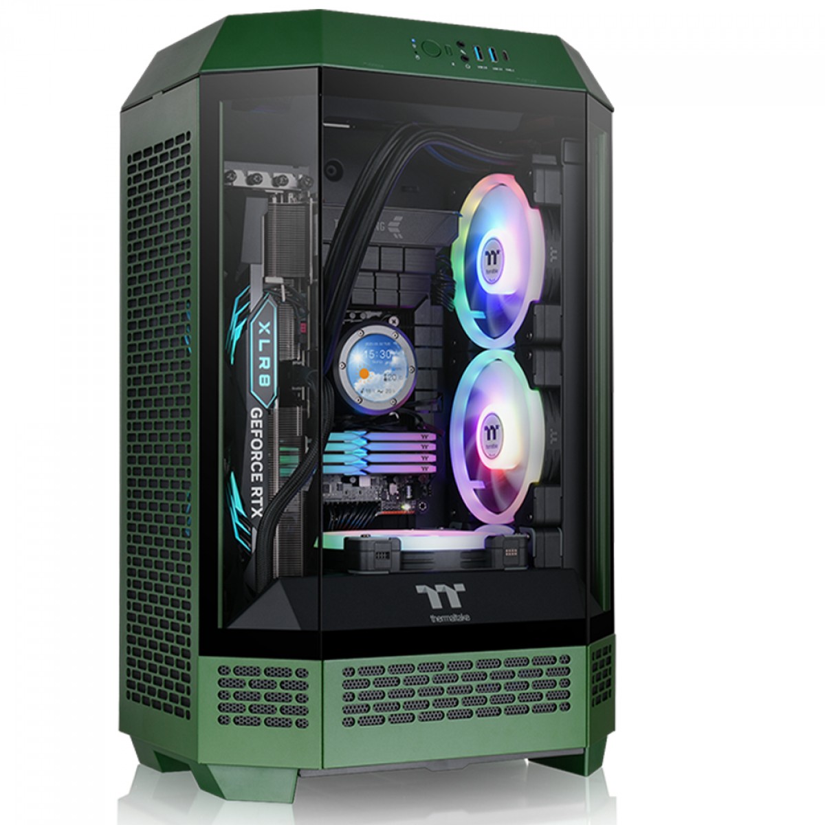 Gabinete Gamer Thermaltake The Tower 300 Racing Green, Micro Tower, Vidro Temperado, mATX, Sem Fonte, Com 2 Fans, Verde, CA-1Y4-00SCWN-00