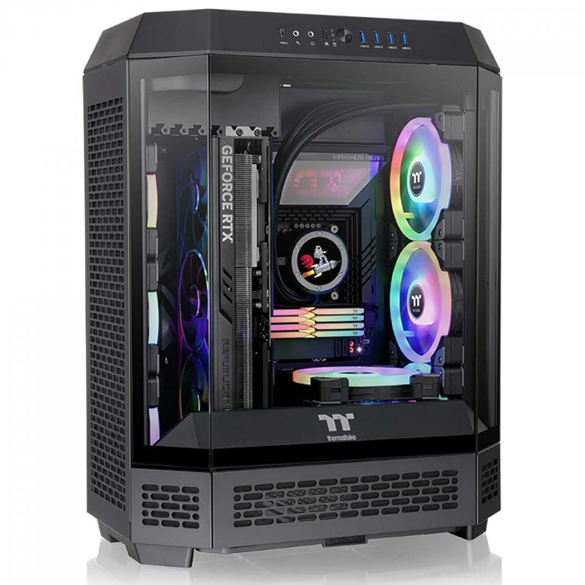 Gabinete Gamer Thermaltake The Tower 600, Mid Tower, Vidro Temperado, ATX, Sem Fonte, Com 2 Fans, Preto, CA-1Z1-00M1WN-00