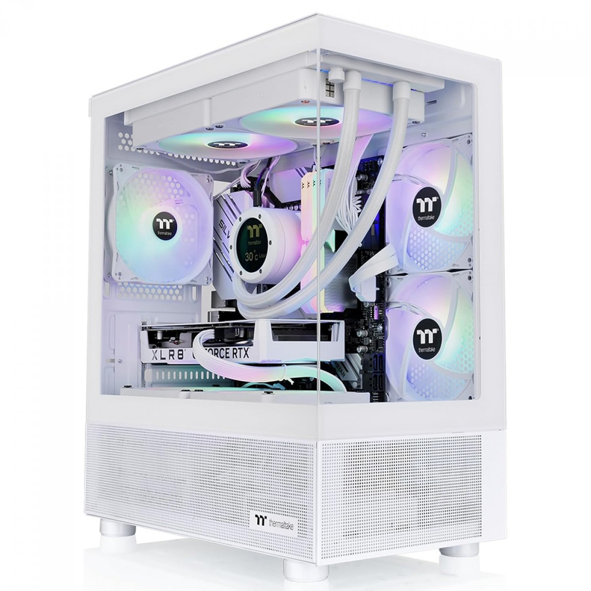 Gabinete Gamer Thermaltake View 170 TG Snow, ARGB, Micro Tower, Vidro Temperado, mATX, Sem Fonte, Com 3 Fans, Branco, CA-1Z4-00M6WN-00