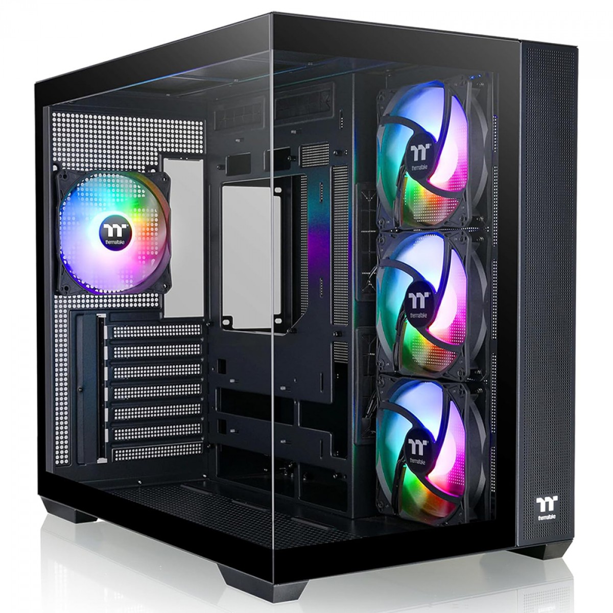 Gabinete Gamer Thermaltake View 380 TG, ARGB, Mid Tower, Vidro Temperado, ATX, Sem Fonte, Com 4 Fans, Preto, CA-1Z2-00M1WN-00