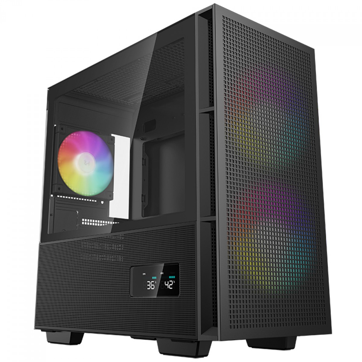 Gabinete Gamer DeepCool CH360 Digital, ARGB, Mid Tower, Vidro Temperado, M-ATX, Sem Fonte, Com 3 Fans, Preto, R-CH360-BKAPE3D-G-1