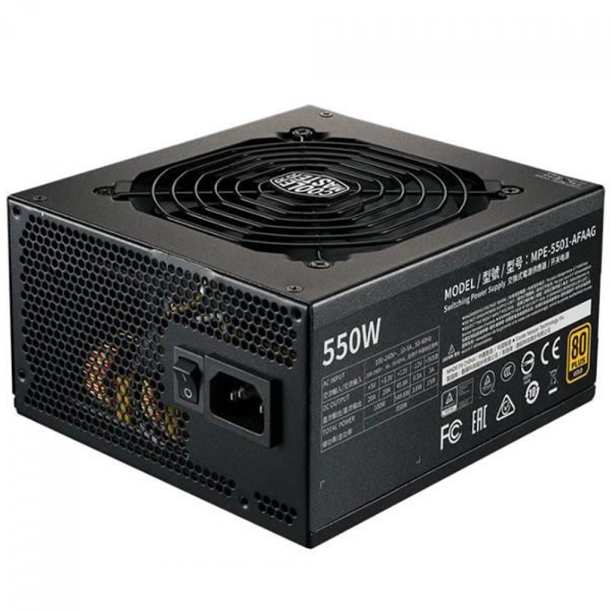 Fonte Cooler Master MWE V2 550W, 80 Plus Gold, PFC Ativo, Full Modular, MPE-5501-AFAAG-WO