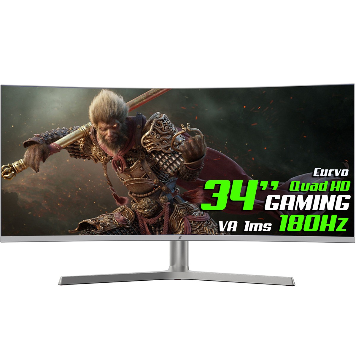 Monitor Gamer SuperFrame Vision Ultra V2, 34 Pol, Curvo, UltraWide, Quad HD, 1ms, 180Hz, 99% sRGB, HDR, FreeSync, White, SFVCW-34180-QHD